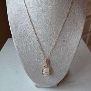 Gold Wire-Wrapped Clear Quartz Necklace